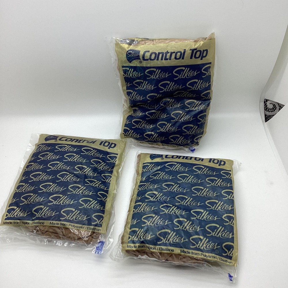 Silkies Control Top Pantyhose 3 Pack X-Large Natural Nude Support Legs 070501